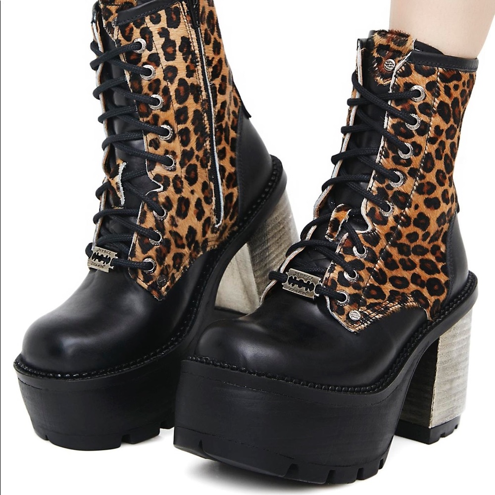 New Rock Boots leopard platform boots Dollskill